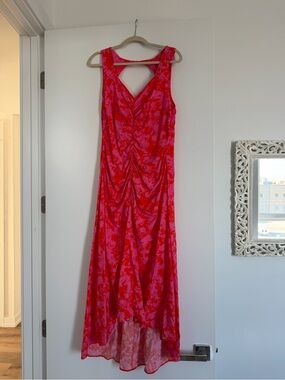 Chelsea28 Pink and Red Floral High-Low Maxi Dress